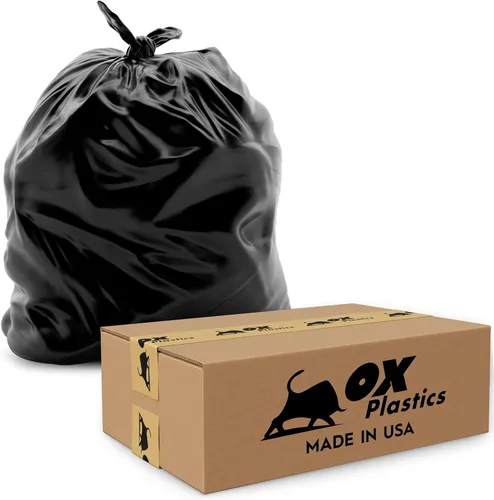 Ox Plastics Bolsas de basura – Capacidad de 42 galones y 3 mil de grosor extra resistente – Bolsas de basura grandes, a prueba de fugas y duraderas,