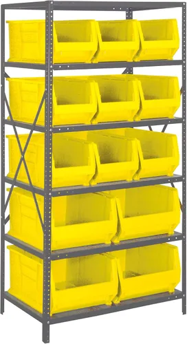 Miniatura 524 de Quantum QSBU-245BK Heavy Duty Shelving Unit with (7) Shelves and (24) QUS245 Black Bins for Garage Warehouse Storage Distribution 400 lb Load