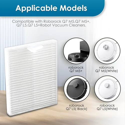 Miniatura 5 de Paquete de 4 filtros HEPA de repuesto Q7 M5/L5/L5+ compatibles con Roborock Q7 M5+ Robot Aspirador, kit de accesorios, filtro vertical, filtros