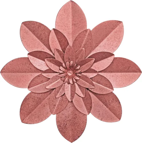 Miniatura 12 de Decoración artística de pared de flores de metal azul, escultura floral rústica moderna de 9.5 pulgadas, decoración desgastada para colgar