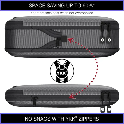 Miniatura 3 de Cubos de embalaje de compresión ultraligeros prémium para viajes, juego organizador de equipaje Bag Factor, Gris
