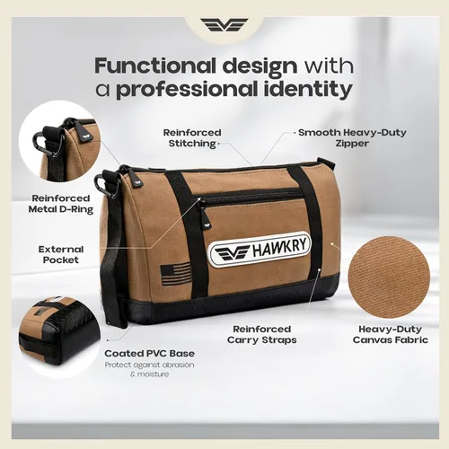 Miniatura 3 de HAWKRY Juego de 2 bolsas de herramientas de lona resistente, bolsa de lona impermeable con cremallera, bolsa de herramientas de jardín, bolsas