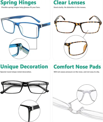 Miniatura 5 de Eyekepper Paquete de 5 lentes de lectura elegantes con bisagras de resorte de calidad para hombres y mujeres +0.00