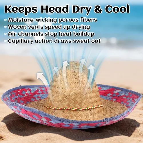 Miniatura 4 de DUNCHATY Sombrero para Fiesta Cinco de Mayo, decoraciones de fiesta temática mexicana - Sombrero de paja para adultos