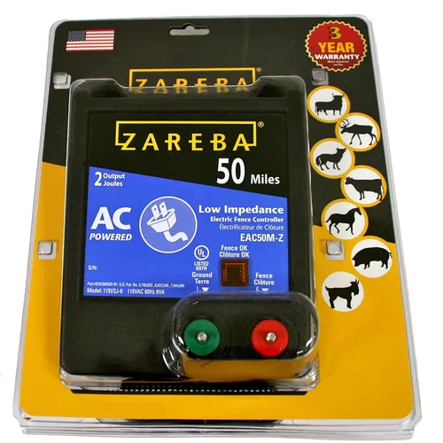 Miniatura 2 de Zareba 50 Millas Cargador Eléctrico de Valla con Alimentación de CA de Baja Impedancia - Contiene Cerdos, Cabras, Caballos, Ganado y Más - Mantén a
