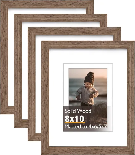 Miniatura 46 de KINLINK Marco de fotos de 3.5 x 5 pulgadas, color negro ceniza, marcos de madera maciza con plexiglás para mesa y montaje en pared, marcos de fotos