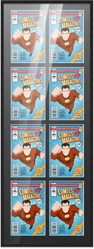 Miniatura 2 de Poster Palooza Marco de cómic con paspartú para 8 cómics de la era actual publicado después de 1985, marco de cómic negro para cómics de 6.875 x