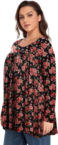Miniatura 3 de OVERWORETY Camiseta tipo túnica de manga larga para mujer, plisada, casual, para otoño, para usar con leggings