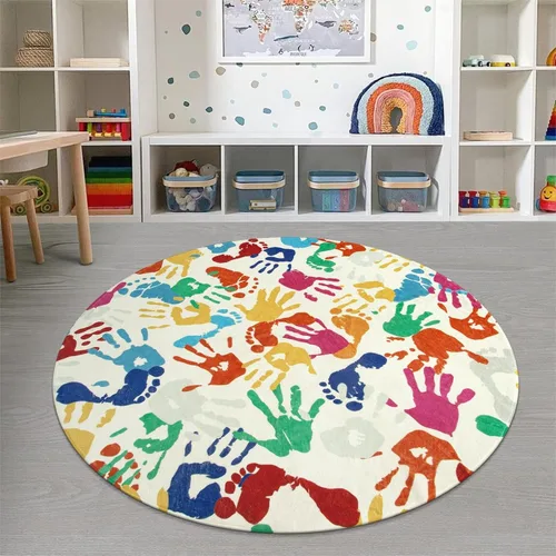 Miniatura 12 de STARUIA Alfombra de Área Colorida, Alfombra de Aula de 5'x7' para Niños, Alfombras Lavables con Salpicaduras de Pintura para Sala de Juegos, Tinta
