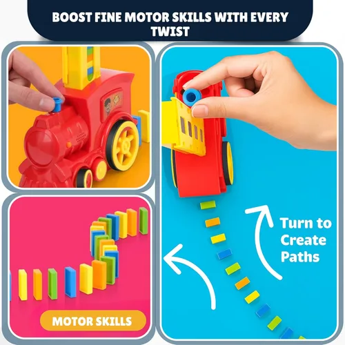 Miniatura 4 de Domino Train Domino Train para niños Dominó para niños – Juego automático de juguetes de colocación de dominó Mega Pack (300, 220,160 bloques)
