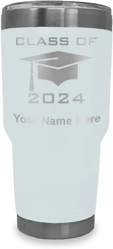 Miniatura 13 de LaserGram Vaso aislado al vacío de 20 onzas, grado de tapa clase de 2024, 2025, 2026, 2027, 2028, grabado personalizado incluido (negro)