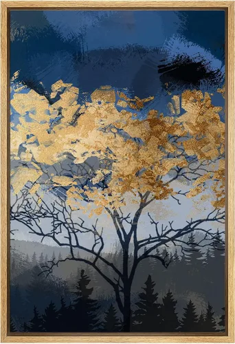 Miniatura 20 de SIGNFORD Lienzo enmarcado para pared, pinos sepia, bosques, bosques, naturaleza, ilustraciones de área silvestre, arte digital, arte moderno