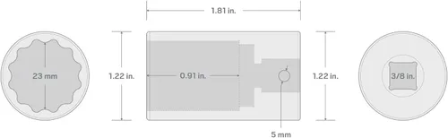 Miniatura 174 de TEKTON Encastre de 3/8 pulgadas x 0.669 in Zócalo de impacto de 12 puntos poco profundo SID12317