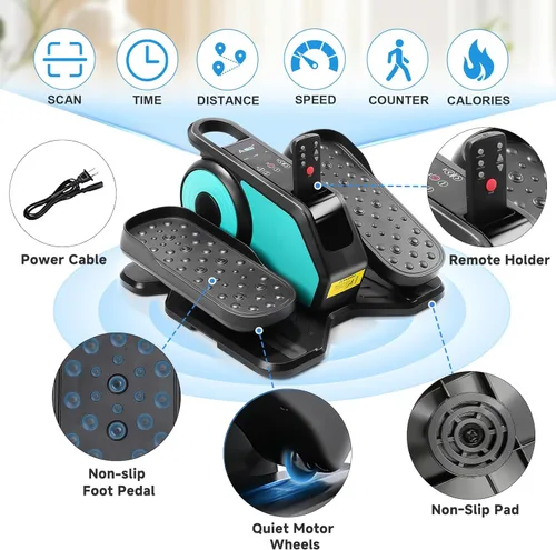 Miniatura 3 de Under Desk Elliptical Machine, Leg Exerciser for Seniors Adults, Adjustable Speeds Elliptical Trainer with Remote, Quiet & Portable Mini Seated
