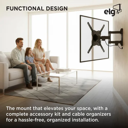 Miniatura 8 de ELG Soporte de pared articulado de movimiento completo para TV con giro, inclinación y extensión para televisores de 26-65" de hasta 66.1 libras