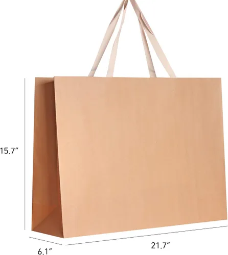 Miniatura 2 de 6 bolsas de papel marrón natural de 21.7 x 6.1 x 15.7 pulgadas (4) bolsas de papel marrón natural, gigantes, gigantes, enormes XL, gruesas