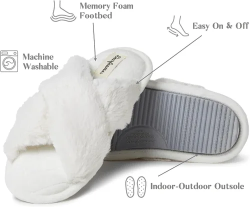 Miniatura 3 de Dearfoams Jessica - Pantuflas de piel sintética con banda cruzada para mujer