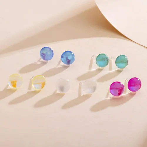Miniatura 2 de Aretes de plástico, 2 pares de aretes pequeños de plástico con forma de corazón para orejas sensibles