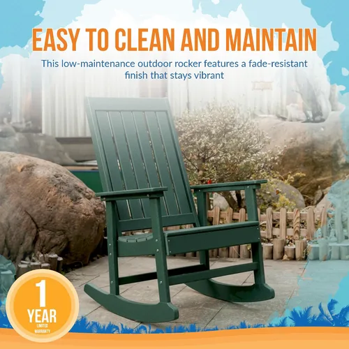 Miniatura 6 de Island Retreat Ez-Care - Silla mecedora Adirondack de madera de teca, perfecta como silla mecedora para patio, sala de estar o al aire libre