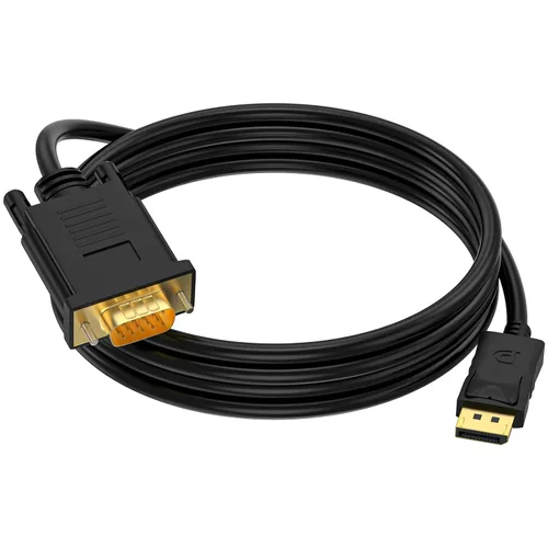 Adaptador DisplayPort a (salida) VGA DP a VGA Cable macho a macho chapado en oro para computadora, laptop, monitor, TV, proyector (no bidireccional)
