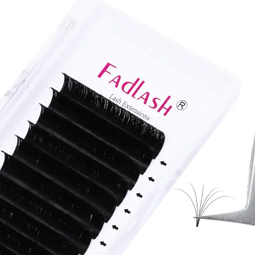 Extensiones de pestañas con volumen FADLASH, pestañas de abanico fácil, 0.05 0.07 mm, bandeja mixta, pestañas autoaplicables, rizo C/D/DD, pestañas