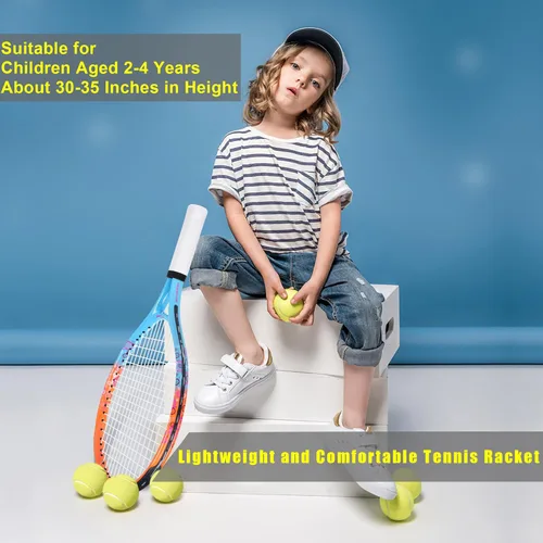 Miniatura 6 de bo'weiqi Raqueta de tenis para niños de 17"-25" para edades de 2-12 años, raqueta de tenis juvenil ligera para niñas y niños, deportes al aire Azul