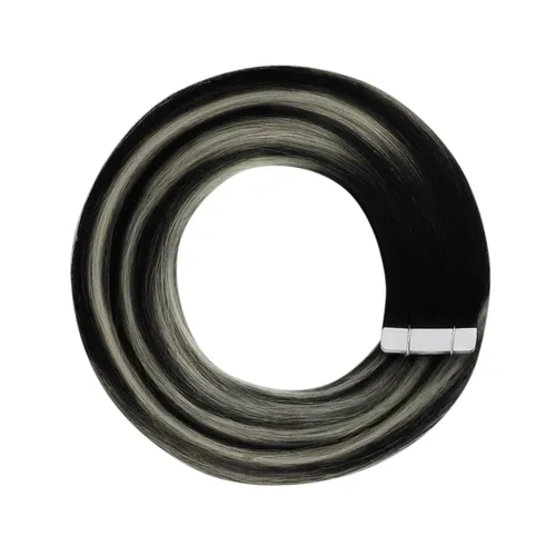 Miniatura 8 de YoungSee - Extensiones de cabello humano con cinta adhesiva, color negro ombre, extensiones de cabello humano real, cinta adhesiva invisible