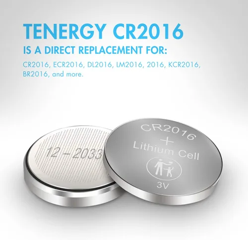 Miniatura 5 de Tenergy Batería CR2016, relojes de batería de litio CR2016 de 3 V, llaveros, calculadoras, dispositivos médicos y más, 5