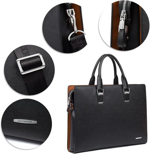 Miniatura 5 de BOSTANTEN Bolso de negocios del ordenador portátil del hombro del maletín del cuero formal para los hombres y las mujeres