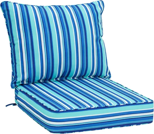 Miniatura 10 de EAGLE PEAK Juego de cojín para asiento profundo de patio al aire libre, 25 x 25 x 5 pulgadas, cojín de respaldo para silla de 2 piezas, juego de 2