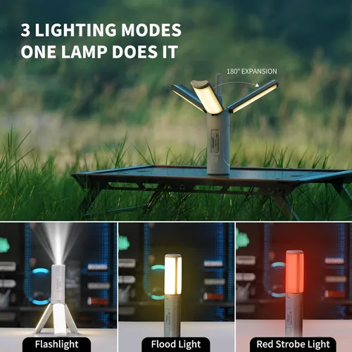 Miniatura 3 de Allspark - Luz de camping plegable recargable con soporte, impermeable, colgante LED, luces de tienda de campaña magnéticas, regulables, con trípode
