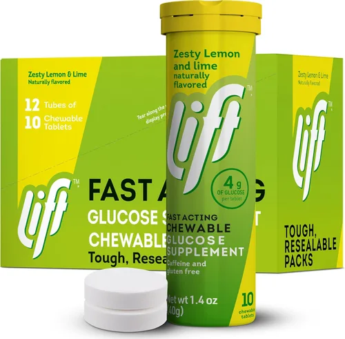 Miniatura 10 de Lift Glucosa, tabletas energéticas masticables de glucosa de acción rápida, arándano, tubo de 10 unidades (paquete de 12)