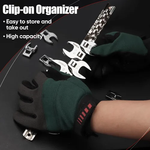 Miniatura 4 de SHALL Juego de llaves de pata de cuervo de 3/8 pulgadas, juego de llaves de pata de cuervo SAE de 11 piezas con organizador de clip, 3/8"-1