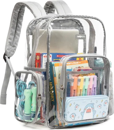 Miniatura 10 de J.CARP Mochila Transparente Resistente de Alta Capacidad, Bolsa Duradera y Transparente