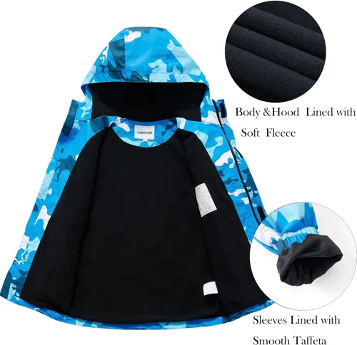 Miniatura 2 de Chubasqueros para niños, ligeros, impermeables, con capucha, de forro polar, rompevientos para niños