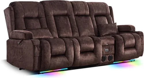 Miniatura 33 de TUNYI Sofá Reclinable Eléctrico Loveseat con Masaje y Calor, Asientos de Cine en Casa con Consola, Sofá Reclinable RV Loveseat con USB/Toma