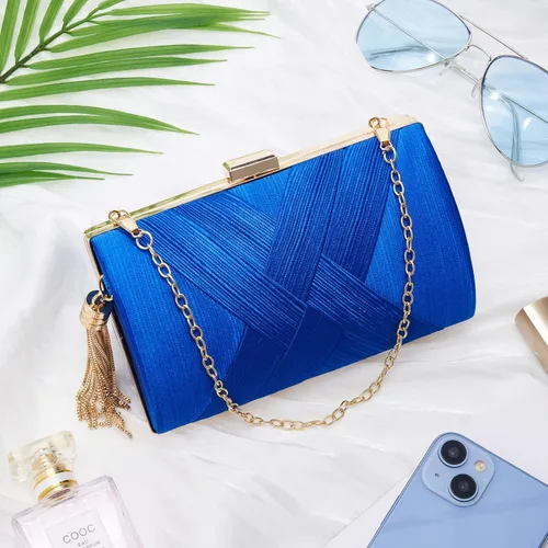 Miniatura 5 de WEIMZC Bolso de mano para mujer, bolso de noche con flecos, bolso de noche para fiesta, boda, bolso de mano con cadena, bolso cruzado