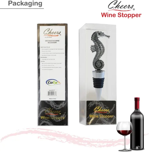 Miniatura 3 de Cheers Tapón de vino de metal con caballito de mar, accesorios elegantes para tapones de vino para botellas, tapón de botella de vino Ocean Life