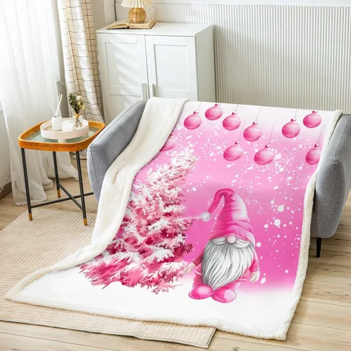Miniatura 15 de Manfei Manta de Navidad con árbol de Navidad, muñeco de nieve, copo de nieve, para decoración de habitación de niños y niños, manta de rayas blancas