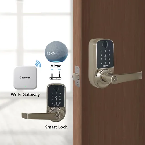 Miniatura 3 de SCYAN Scyan X1 - Cerradura de puerta inteligente, cerradura biométrica de huella dactilar 5 en 1, cerradura de puerta con teclado con pantalla