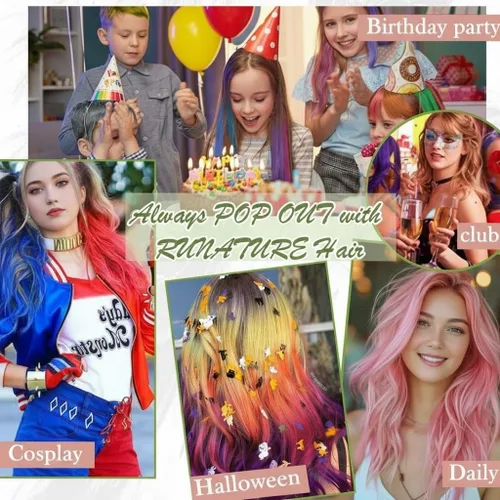 Miniatura 8 de RUNATURE Extensiones de cabello humano color rosa con cinta adhesiva, 12 pulgadas, 0.71 onzas, 10 unidades, color rosa claro, extensiones de cabello