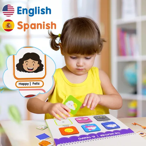 Miniatura 2 de Ayyomo Libros ocupados en español e inglés para niños pequeños, libro de actividades preescolares bilingües para niños de 3, 4, 5 años, rellenos
