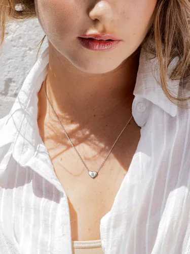 Miniatura 4 de SILVERCUTE Pequeños collares con inicial de plata de ley 925 con dije de letra A-Z para mujeres y niñas, gargantilla de corazón de 16 pulgadas + 2