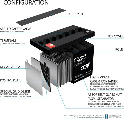 Miniatura 3 de Mighty Max Battery Batería de 12V 100AH para viento solar ciclo profundo VRLA 12V 24V 48V