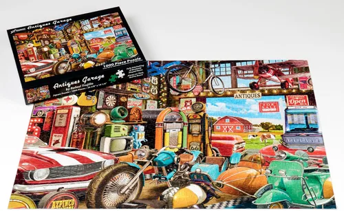 Miniatura 4 de Vermont Christmas Company Antiques Garage - Rompecabezas de 1000 piezas, rompecabezas temático vintage para adultos y familias