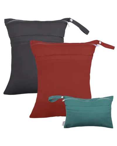 Miniatura 26 de ALVABABY 2 bolsas de pañales de tela para ropa húmeda, reutilizables con dos bolsillos con cremallera, para viajes, playa, piscina, guardería