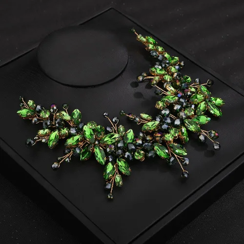 Miniatura 8 de Teyglen Diadema de cristal para el cabello de boda, con cuentas de diamantes de imitación rojos, hecha a mano, rojo, rosa, azul, negro, flores