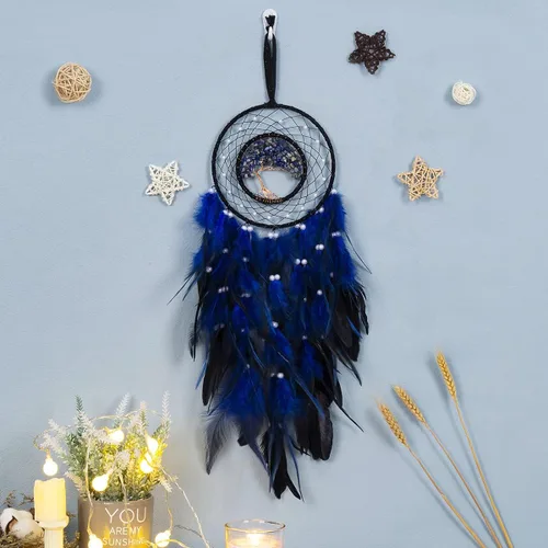 Miniatura 5 de Atrapasueños, Atrapasueños Hecho a Mano con Piedra de Cristal Curativo, Atrapasueños Árbol de la Vida Adorno Colgante para Hogar Dormitorio Fiesta