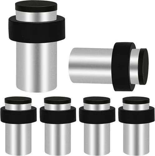 Miniatura 8 de KOLAKO Topes de puerta, topes de puerta de piso, (2 pulgadas) negro mate moderno resistente sólido pequeño cilíndrico parachoques de goma, acero