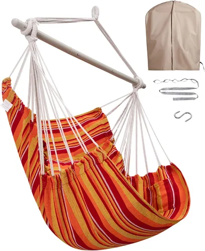 Miniatura 8 de MIZTLI Silla Hamaca con Columpio para Interior para Dormitorio - Máximo 500 Libras - Barra de Acero con Anillos Antideslizantes - Para